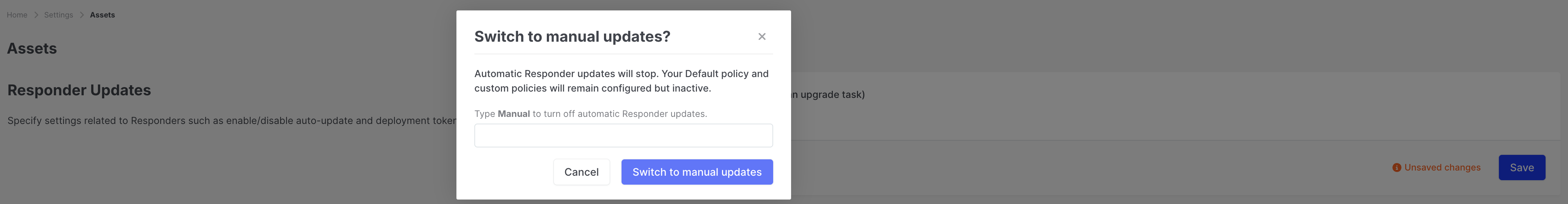 Responder Updates: Switch to manual updates confirmation